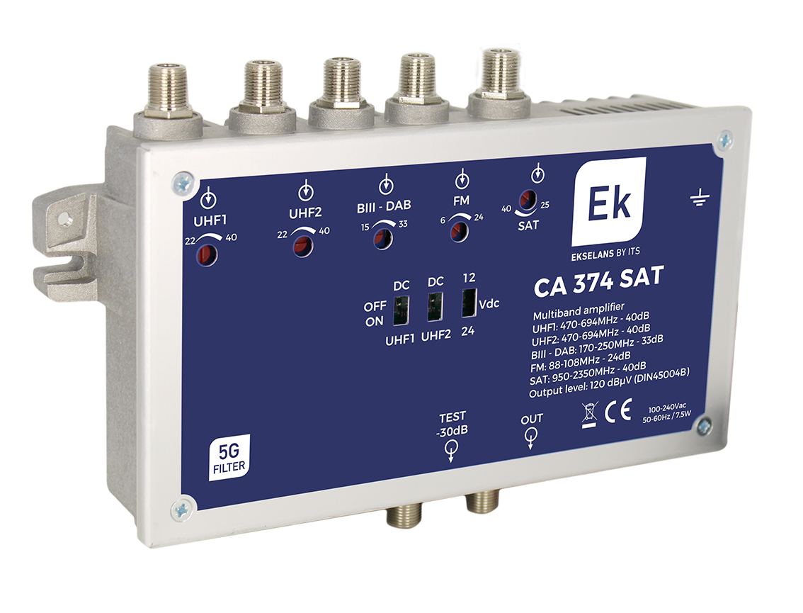 EK Central Alta Potencia 5 In Fm/Biii-Dab/2Xuhf,Sat, G:24/33/37/40/120Dbuv.