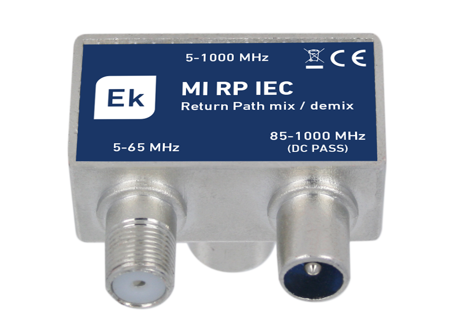 Mezclador / desmezclador para EKOAX compatiblecon tomas de TV: TV (85-1000 MHz) / DATA (5-65 MHz).Prdidas de paso: 1dB (TV) / 0,5dB (DATA)